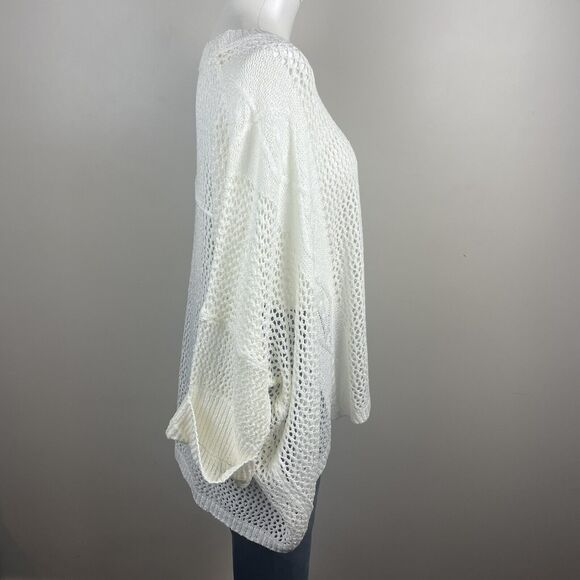 Pol Anthropologie Ivory Open Knit Oversized Pullover Boho Sweater Lace Pocket - Picture 3 of 11